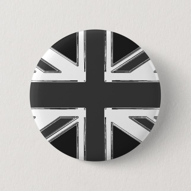 Union Jack flag of the UK - Chrome 6 Cm Round Badge (Front)