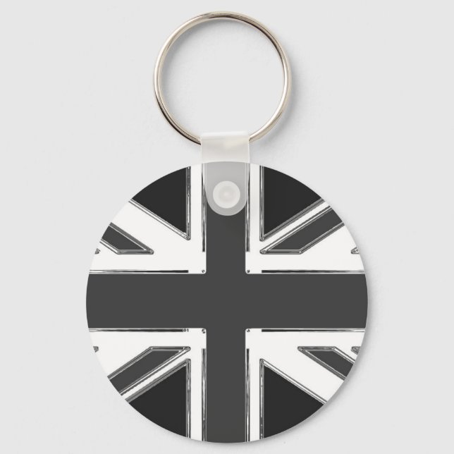 Union Jack flag of the UK - Chrome Key Ring (Front)