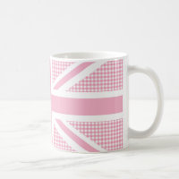 Union Jack Flag Pastel Pink Gingham Pattern
