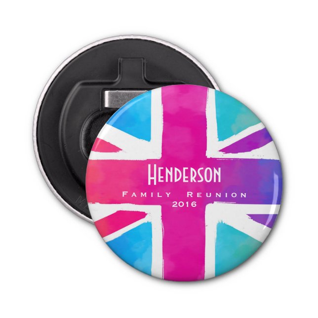 Union Jack Flag Personalised Family Reunion Bottle Opener (Front)