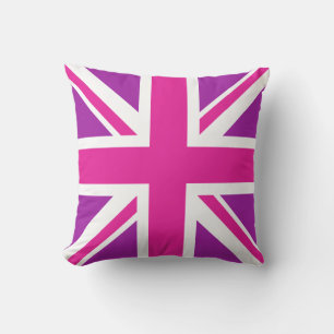 Union Jack Flag Pink, Purple & White Cushion