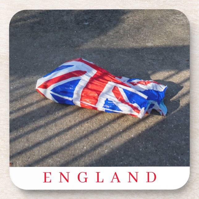 Union Jack flag plastic bag close up coasters (Front)