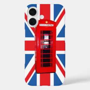 Union Jack/Flag & Red Phone Box Design iPhone 16 Case