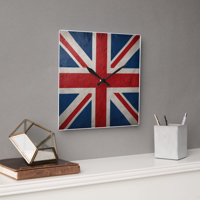 Union Jack flag Square Wall Clock (Office)