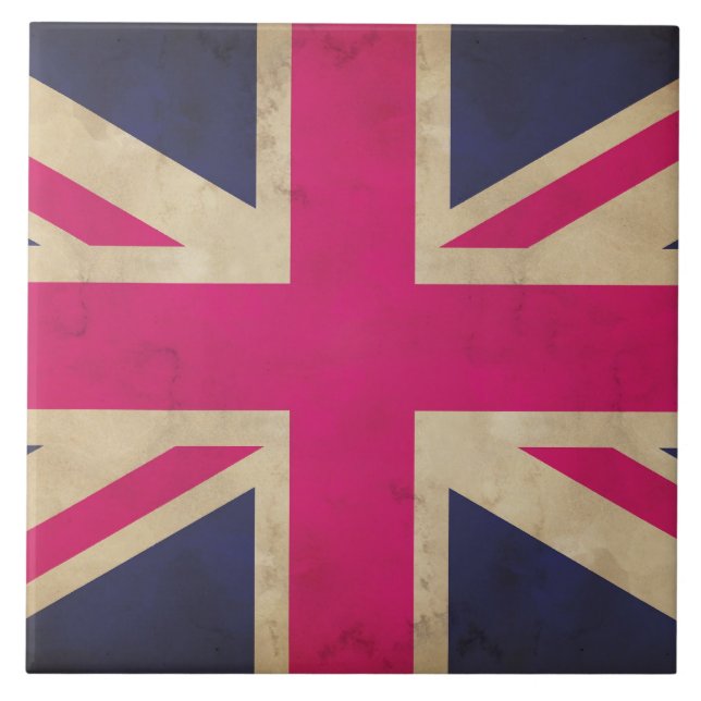 Union Jack Flag Tile/Trivet Ceramic Tile (Front)
