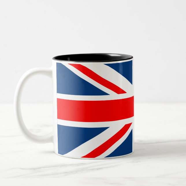Union Jack Flag Two-Tone Coffee Mug (Left)