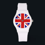 Union Jack Flag Watch<br><div class="desc">Union Jack Flag Watch of the UK - United Kingdom, which is in Britain. The Union Jack flag symbolises the unity between England, Scotland and Ireland. The colours of the union jack flag are red, blue, white. This design is also available on many other products for you to choose from....</div>