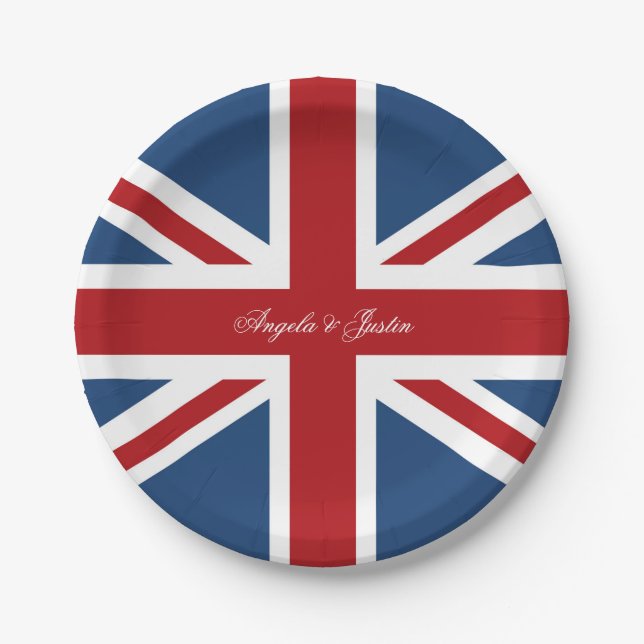 Union Jack Flag Wedding Paper Plate (Front)