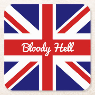 Union Jack Flag with Funny Quote Square Paper Coaster