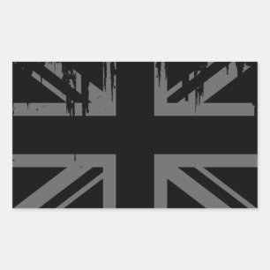 Union Jack (grunge silver UK flag) Rectangular Sticker
