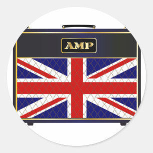 Union Jack Guitar Amplifier Classic Round Sticker