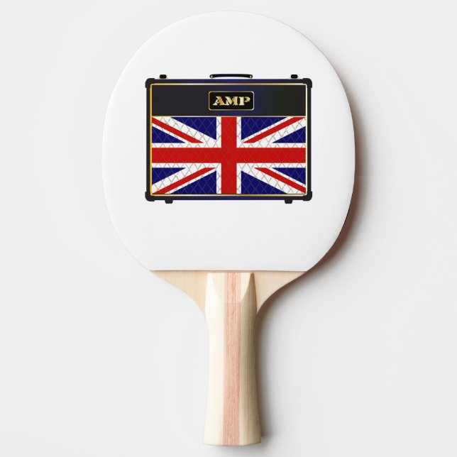 Union Jack Guitar Amplifier Ping Pong Paddle (Front)