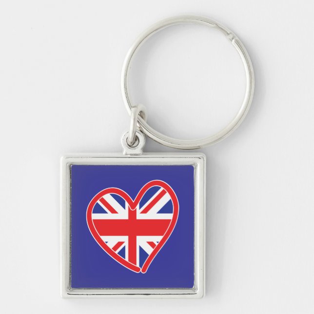 Union Jack Heart Flag Key Ring (Front)