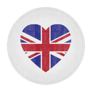 Union Jack Heart Glass Cutting Board