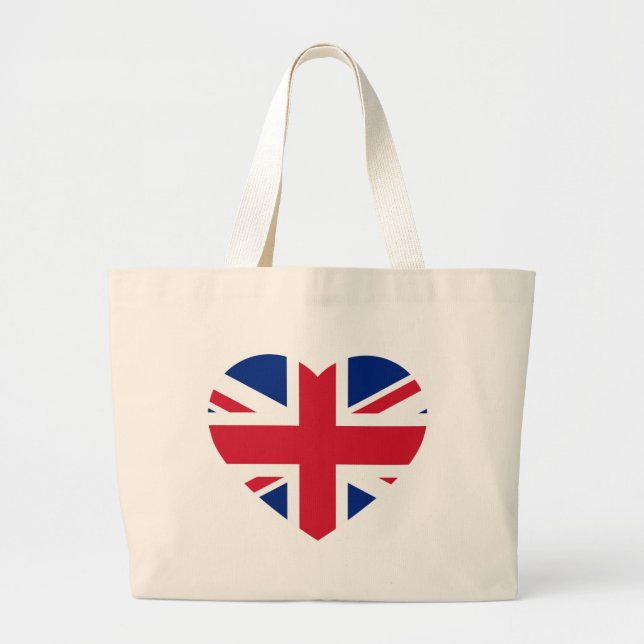 Union Jack Heartflag jtcnt Large Tote Bag (Front)