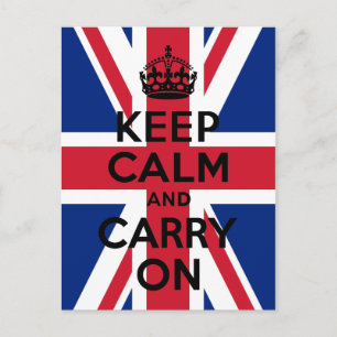 Union Jack Keep Calm and Carry On Postcard