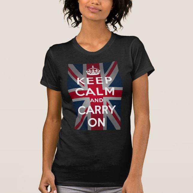 Union Jack Keep Calm And Carry On T-Shirt (Front)