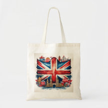 Union Jack Landmarks Tote Bag