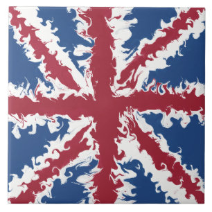 Union Jack Liquid Art Ceramic Tile