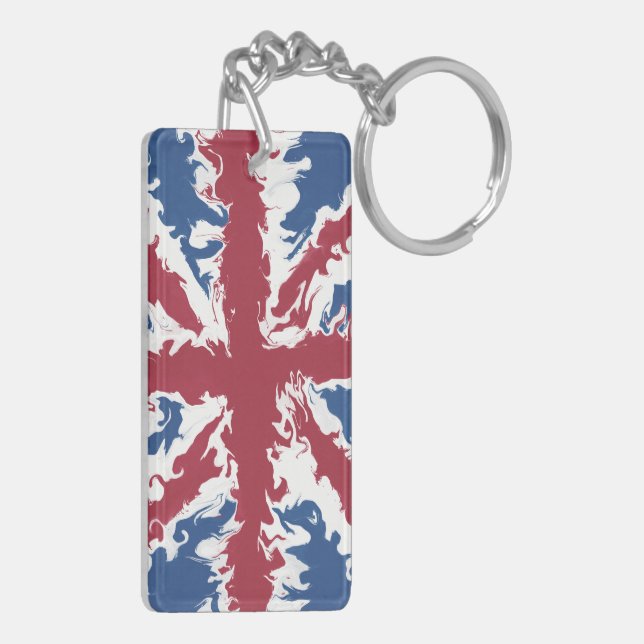 Union Jack Liquid Art  Key Ring (Back Left)