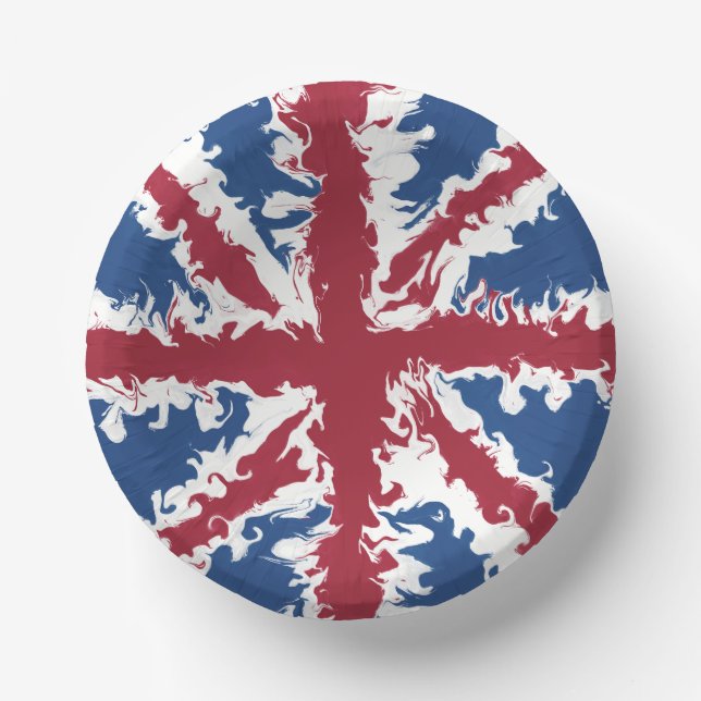 Union Jack Liquid Art  Paper Plate (Front)