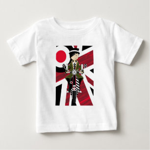 Union Jack Mod Girl on Scooter Baby T-Shirt