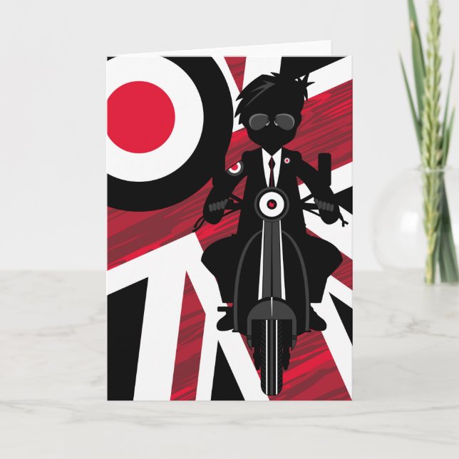 Union Jack Mod on Retro Scooter Card (Front)
