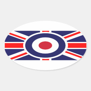 Union Jack Mods England Target Oval Sticker