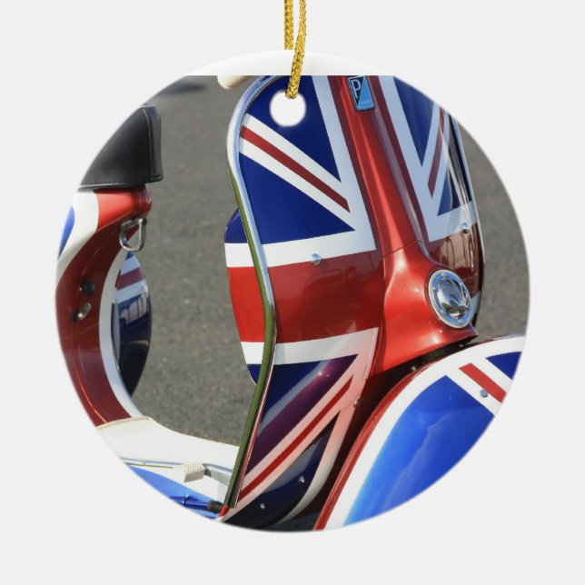 Union Jack on a Motor Scooter Ornament (Front)