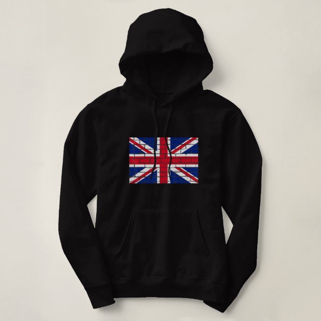 Union Jack On Brick Wall British Flag As If On Bri Hoodie (Design Front)