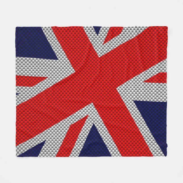 Union Jack on Carbon Fibre Style Colours Fleece Blanket (Front (Horizontal))