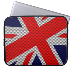 Union Jack on Carbon Fibre Style Colours Laptop Sleeve