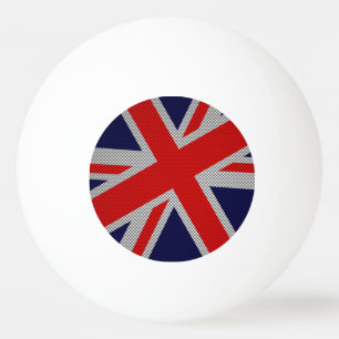 Union Jack on Carbon Fibre Style Colours Ping Pong Ball