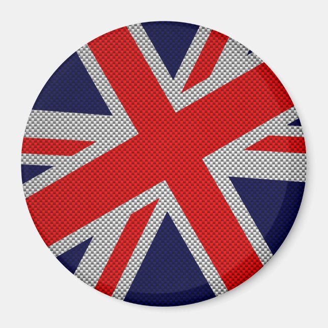 Union Jack on Carbon Fibre Style Print Magnet (Front)