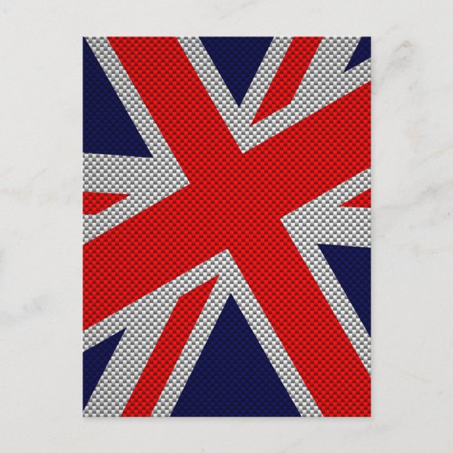 Union Jack on Carbon Fibre Style Print Postcard (Front)