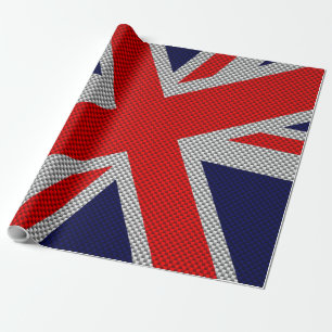 Union Jack on Carbon Fibre Style Print Wrapping Paper