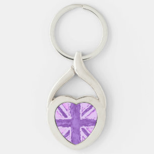 Union Jack Painted UK Art Damson Key Ring