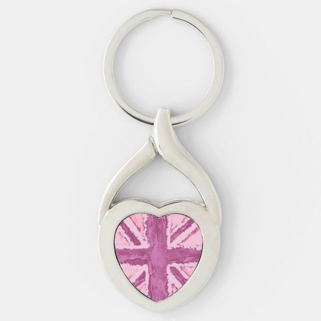 Union Jack Painted UK Art Plum Key Ring (Front)