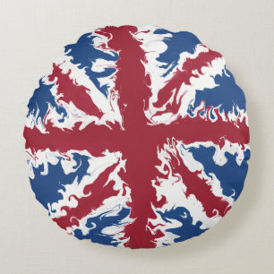 Union Jack Painted UK Art Round Cushion