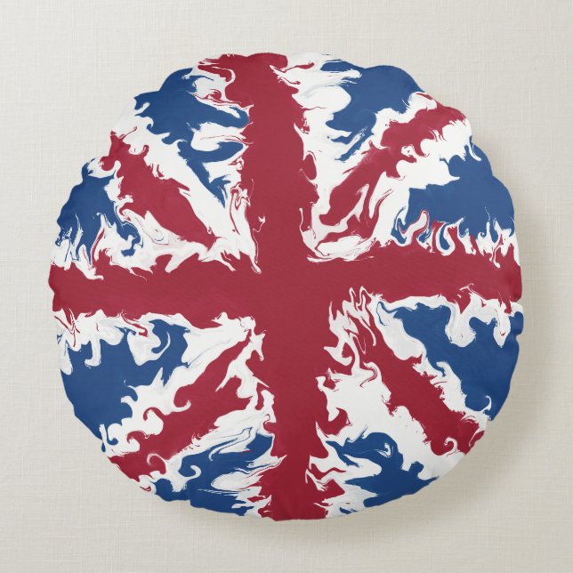 Union Jack Painted UK Art Round Cushion (Front)