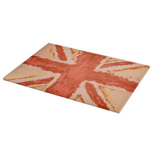 Union Jack Painted UK Art Tangerine by Heva Weva Cutting Board