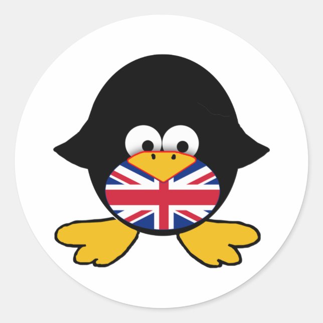 Union Jack Penguin Classic Round Sticker (Front)