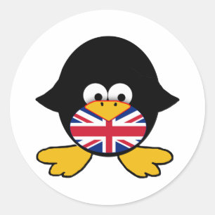 Union Jack Penguin Classic Round Sticker