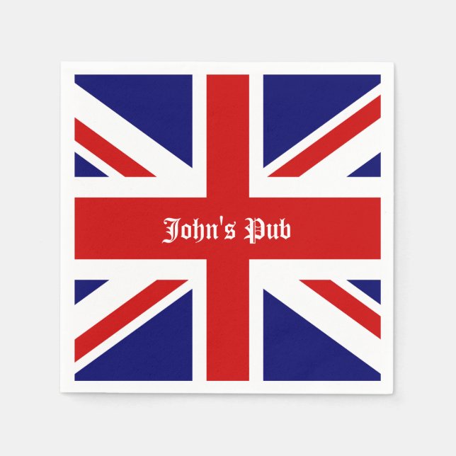 Union Jack Personalised British Pub Napkin (Front)