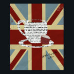 Union Jack Picture Poster A Nice Cup of Tea Vintag<br><div class="desc">Very British look this cup is filled with typography to do with tea sayings and along with it's cup cake it sits on a background of a grungy vintage look Union Jack.  Just the thing to hang on your kitchen wall this year  being The Queens Diamond Jubilee.</div>