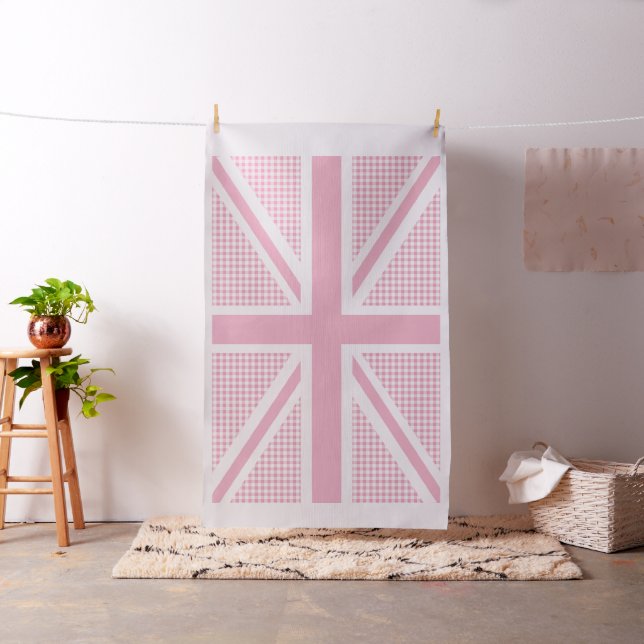 Union Jack Pink Gingham Pattern Fabric (In Situ)