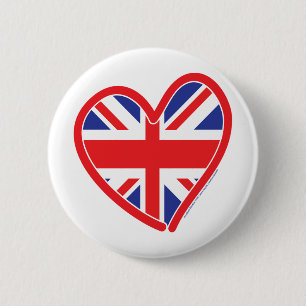 Union Jack Royal Heart 6 Cm Round Badge