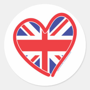 Union Jack Royal Heart Classic Round Sticker