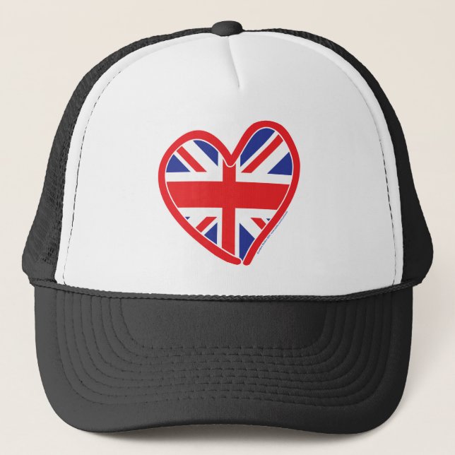 Union Jack Royal Heart Trucker Hat (Front)