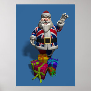 Union Jack Santa Claus Poster